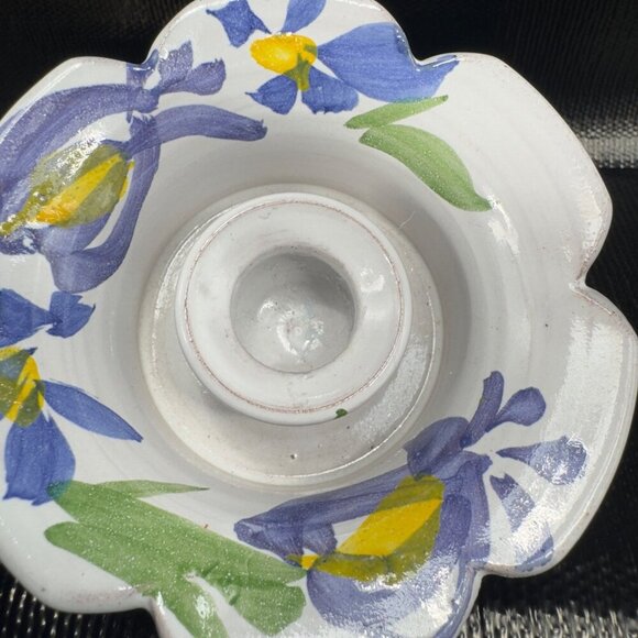 Hand Made Judy G Studio Pottery Candle Stick Holder Floral Pattern RedWare VTG - Picture 7 of 8